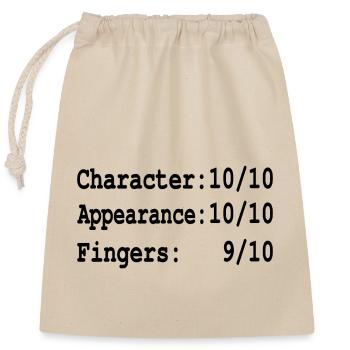 Funny finger amputee saying, one finger amputation - Closable cotton gift bag (25x30cm) - nature - Front