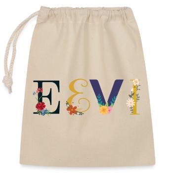 EEVI name decorated with flowers - Closable cotton gift bag (25x30cm) - nature - Front