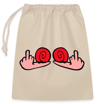 Schnecke Mittelfinger Beleidigung Wichser Fuck You - Verschließbarer Geschenkbeutel aus Baumwolle (25x30cm) - Natur - Vorne