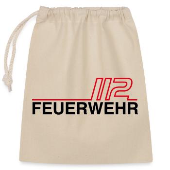 Feuerwehr 112 Neon Linien - Verschließbarer Geschenkbeutel aus Baumwolle (25x30cm) - Natur - Vorne