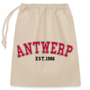 Antwerpen gegründet 1986 - Verschließbarer Geschenkbeutel aus Baumwolle (25x30cm) - Natur - Vorne