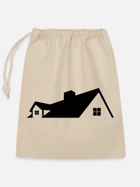 Logo Haus einfaches Logo - Verschließbarer Geschenkbeutel aus Baumwolle (25x30cm) - Natur