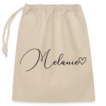Melanie Surname First Name Girl - Closable cotton gift bag (25x30cm) - nature - Front