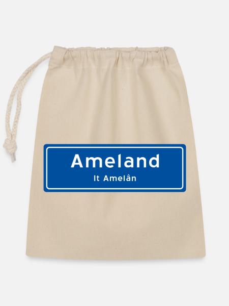 Ameland Ortsschild - Verschließbarer Geschenkbeutel aus Baumwolle (25x30cm) - Natur