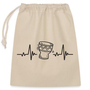 Djembe African Percussion Rhythm Music Herz - Verschließbarer Geschenkbeutel aus Baumwolle (25x30cm) - Natur - Vorne