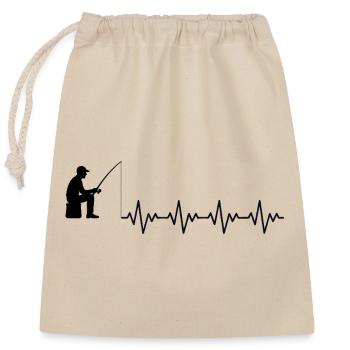 Pêche à l’hameçon pêcheur Pêcheur ECG Battement de cœur - Sac cadeau en coton avec cordon (25 x 30 cm) - nature - Devant