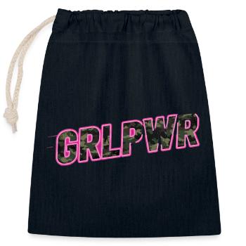 Déclaration de camouflage de GRLPWR sur le pouvoir des filles - Sac cadeau en coton avec cordon (25 x 30 cm) - bleu marine - Devant