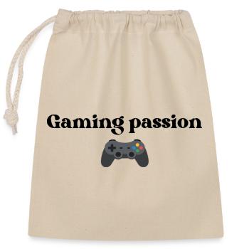 Gaming_passion - Verschließbarer Geschenkbeutel aus Baumwolle (25x30cm) - Natur - Vorne