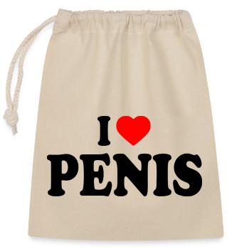 I love penis - Verschließbarer Geschenkbeutel aus Baumwolle (25x30cm) - Natur - Vorne