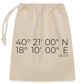 Coordinates: Lecce, Apulia, Italy - Closable cotton gift bag (25x30cm) - nature - Front