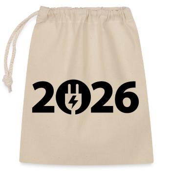 Electrician 2026, Electronics Technician 2026, Electricity 2026 - Closable cotton gift bag (25x30cm) - nature - Front