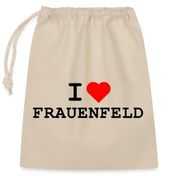 Ich liebe Frauenfeld - I love Frauenfeld - Verschließbarer Geschenkbeutel aus Baumwolle (25x30cm) - Natur - Vorne