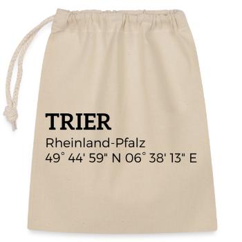 Trier Rheinland-Pfalz Koordinaten - Verschließbarer Geschenkbeutel aus Baumwolle (25x30cm) - Natur - Vorne