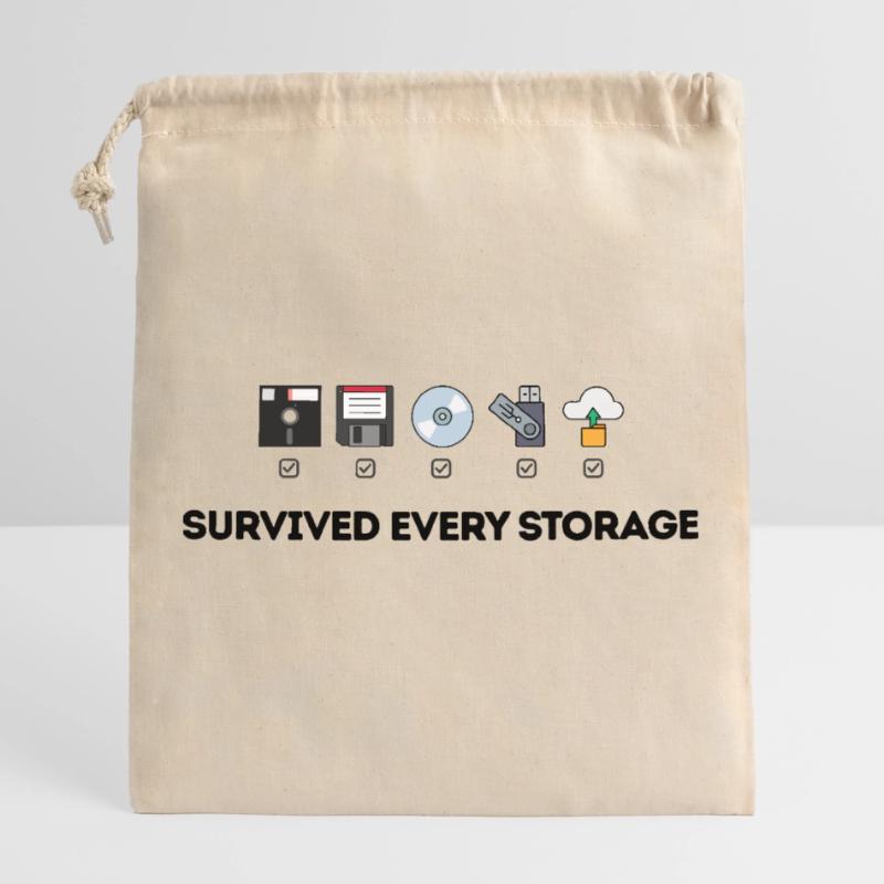 Data Storage Evolution - Tech Icons Closable cotton gift bag (25x30cm)