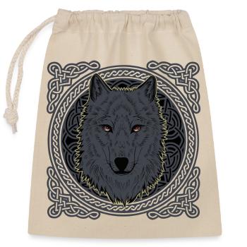 Fenris Fenrir Wolf Keltisches Motiv - Verschließbarer Geschenkbeutel aus Baumwolle (25x30cm) - Natur - Vorne