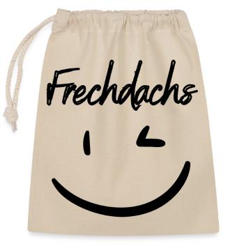 Frechdachs schwarz - Verschließbarer Geschenkbeutel aus Baumwolle (25x30cm) - Natur - Vorne