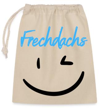 Frechdachs blau - Verschließbarer Geschenkbeutel aus Baumwolle (25x30cm) - Natur - Vorne