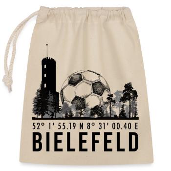 Koordinaten Bielefeld - Verschließbarer Geschenkbeutel aus Baumwolle (25x30cm) - Natur - Vorne