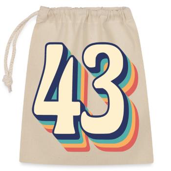 Vintage rétro T Shirt numéro 43 quarante-trois - Sac cadeau en coton avec cordon (25 x 30 cm) - nature - Devant