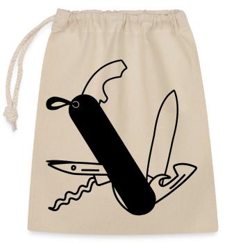 Survival knife - Closable cotton gift bag (25x30cm) - nature - Front