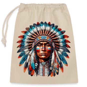 Amerikanisch, Indianer, Amerikaner - Verschließbarer Geschenkbeutel aus Baumwolle (25x30cm) - Natur - Vorne