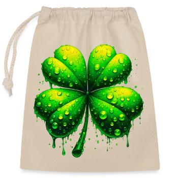 Trèfle à quatre feuilles - Sac cadeau en coton avec cordon (25 x 30 cm) - nature - Devant