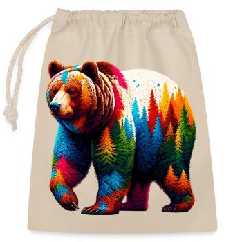 Bear - Closable cotton gift bag (25x30cm) - nature - Front