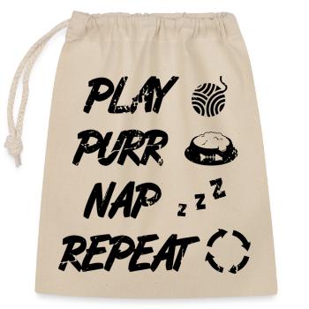 Routine du chat - Sac cadeau en coton avec cordon (25 x 30 cm) - nature - Devant