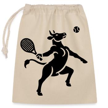 Cow Tennis Tennis Ball Balancing Horn Silhouette - Closable cotton gift bag (25x30cm) - nature - Front