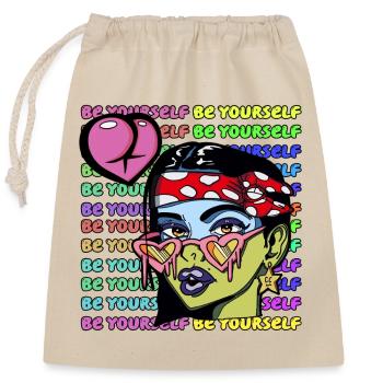 Be yourself - Closable cotton gift bag (25x30cm) - nature - Front