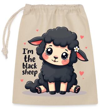 I'm the Black Sheep – und stolz drauf! - Verschließbarer Geschenkbeutel aus Baumwolle (25x30cm) - Natur - Vorne