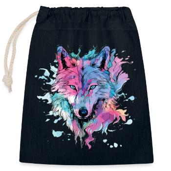 Wolf Wolfskopf Raubtier Wald Natur Wildnis Kunst - Verschließbarer Geschenkbeutel aus Baumwolle (25x30cm) - Navy - Vorne