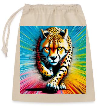 cheetah - Closable cotton gift bag (25x30cm) - nature - Front