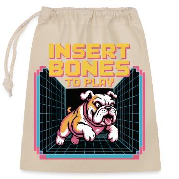 Retro Bulldog Gamer Insert Bones - Closable cotton gift bag (25x30cm) - nature - Front