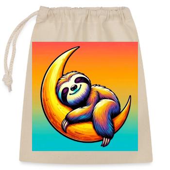 Sloth sleeps on the Moon - Closable cotton gift bag (25x30cm) - nature - Front