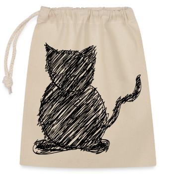 Chat gribouiller dessin Animal cadeau - Sac cadeau en coton avec cordon (25 x 30 cm) - nature - Devant