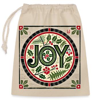 Joy Rondell Stechpalme Kranz - Verschließbarer Geschenkbeutel aus Baumwolle (25x30cm) - Natur - Vorne