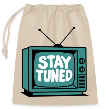 Bleib Dran Retro TV - Verschließbarer Geschenkbeutel aus Baumwolle (25x30cm) - Natur - Vorne