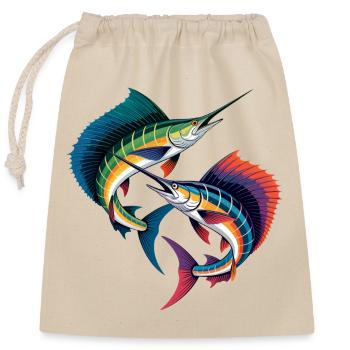 Doppelter Bunter Marlin - Verschließbarer Geschenkbeutel aus Baumwolle (25x30cm) - Natur - Vorne
