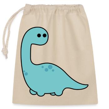 Long Neck Dino Blue Cartoon - Closable cotton gift bag (25x30cm) - nature - Front