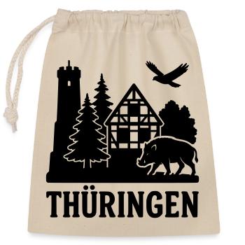 Silhouette Thuringe - Sac cadeau en coton avec cordon (25 x 30 cm) - nature - Devant
