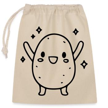 Patate douce douce | Légumes kawaii - Sac cadeau en coton avec cordon (25 x 30 cm) - nature - Devant