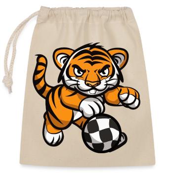 Tiger Football - Closable cotton gift bag (25x30cm) - nature - Front