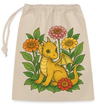 Golden Dragon in Bloom - Closable cotton gift bag (25x30cm) - nature - Front