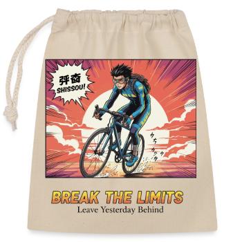 Break The Limits Cycling Hero - Verschließbarer Geschenkbeutel aus Baumwolle (25x30cm) - Natur - Vorne