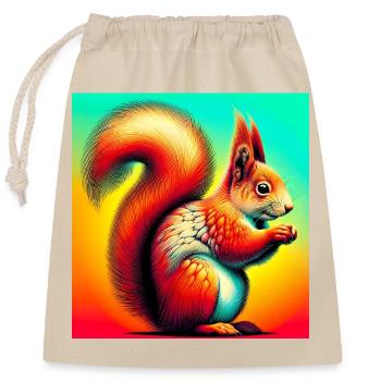 Eichhörnchen - Verschließbarer Geschenkbeutel aus Baumwolle (25x30cm) - Natur - Vorne