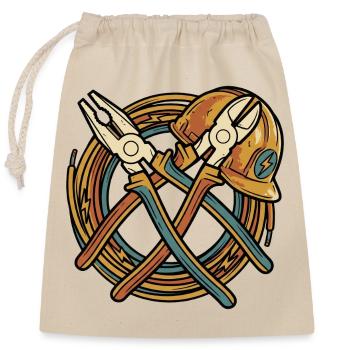 Électricien Humour Rétro Work Design - Sac cadeau en coton avec cordon (25 x 30 cm) - nature - Devant