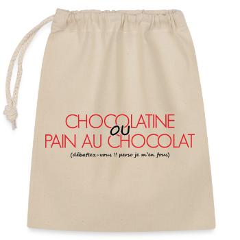 Chocolatine or Chocolate Bread perso I do not care - Closable cotton gift bag (25x30cm) - nature - Front