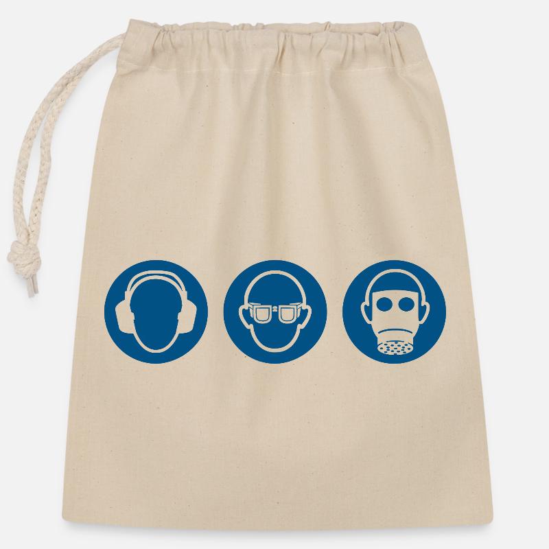 Three monkeys - hear, see, say nothing - Closable cotton gift bag (25x30cm) - nature