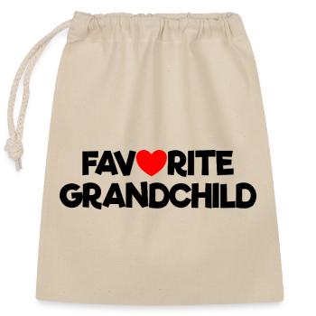 Funny Red Heart Favorite Grandchild - Closable cotton gift bag (25x30cm) - nature - Front